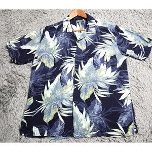 Cubavera Shirt Mens Large Hawaiian Floral Button Up Short‎ Sleeve Rayon Casual